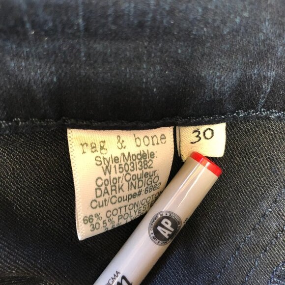 Rag & Bone Dark Indigo Skinny Denim Jeans Style W15031382 Size 30 - Picture 4 of 9
